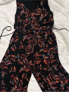Cynthia Rowley Black Floral Wide Leg Sleeveless Jumpsuit Size M